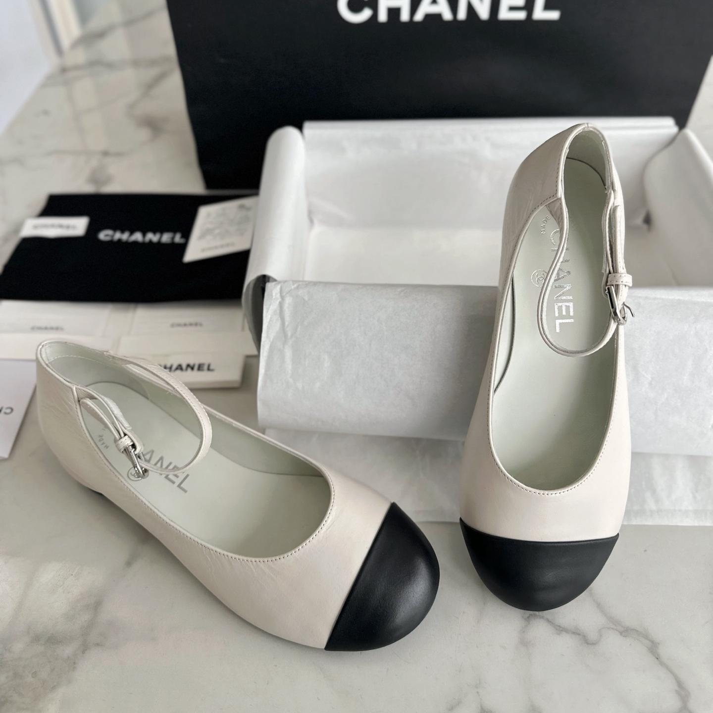 Chanel Black and White Pearl Mary Janes