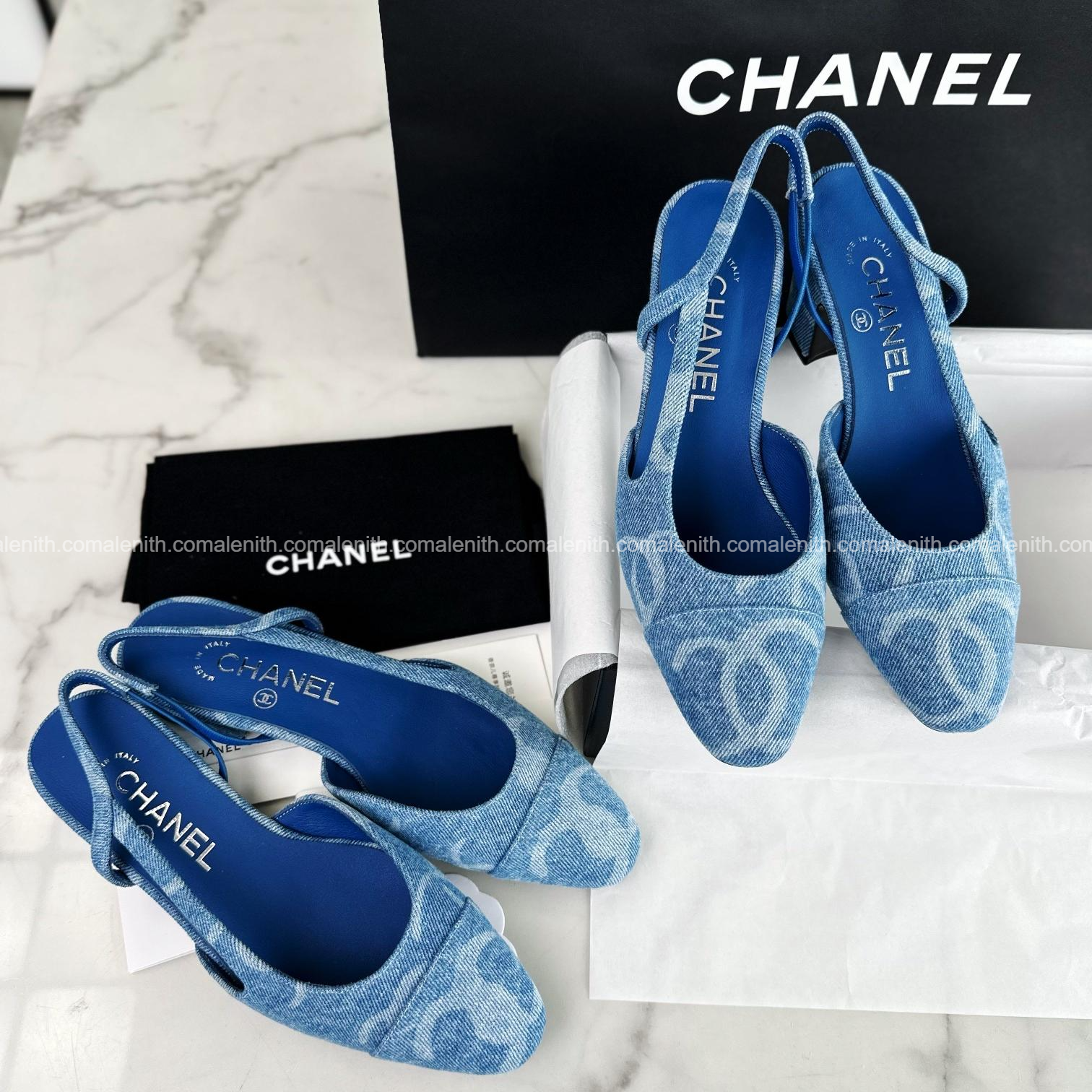Chanel 24K Collection – Denim Slingback Heels