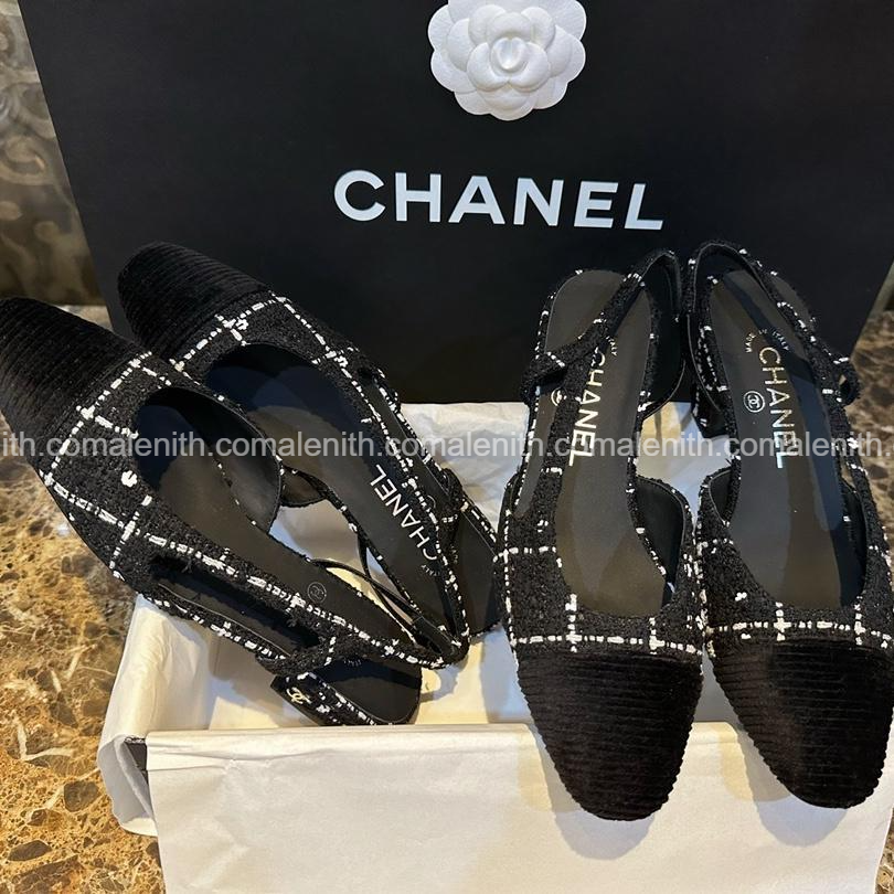 Chanel 23K Camellia Flat Slingback