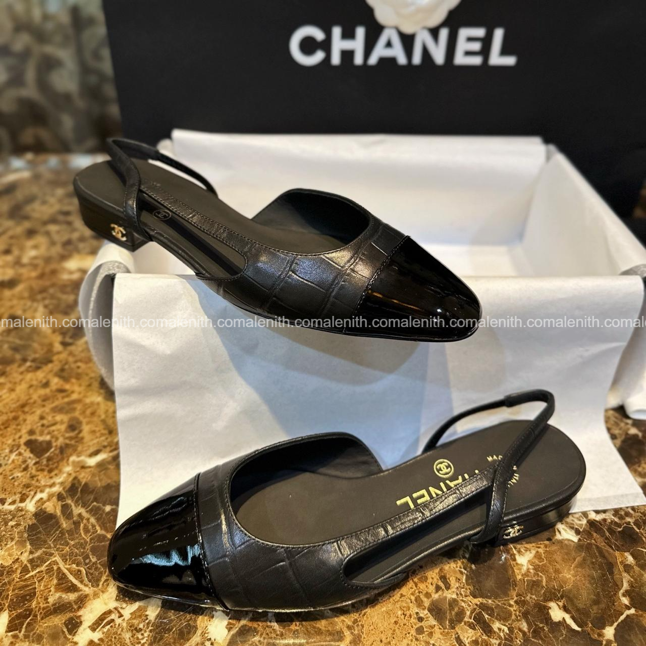 Chanel Embossed Calfskin High Heel Slingback