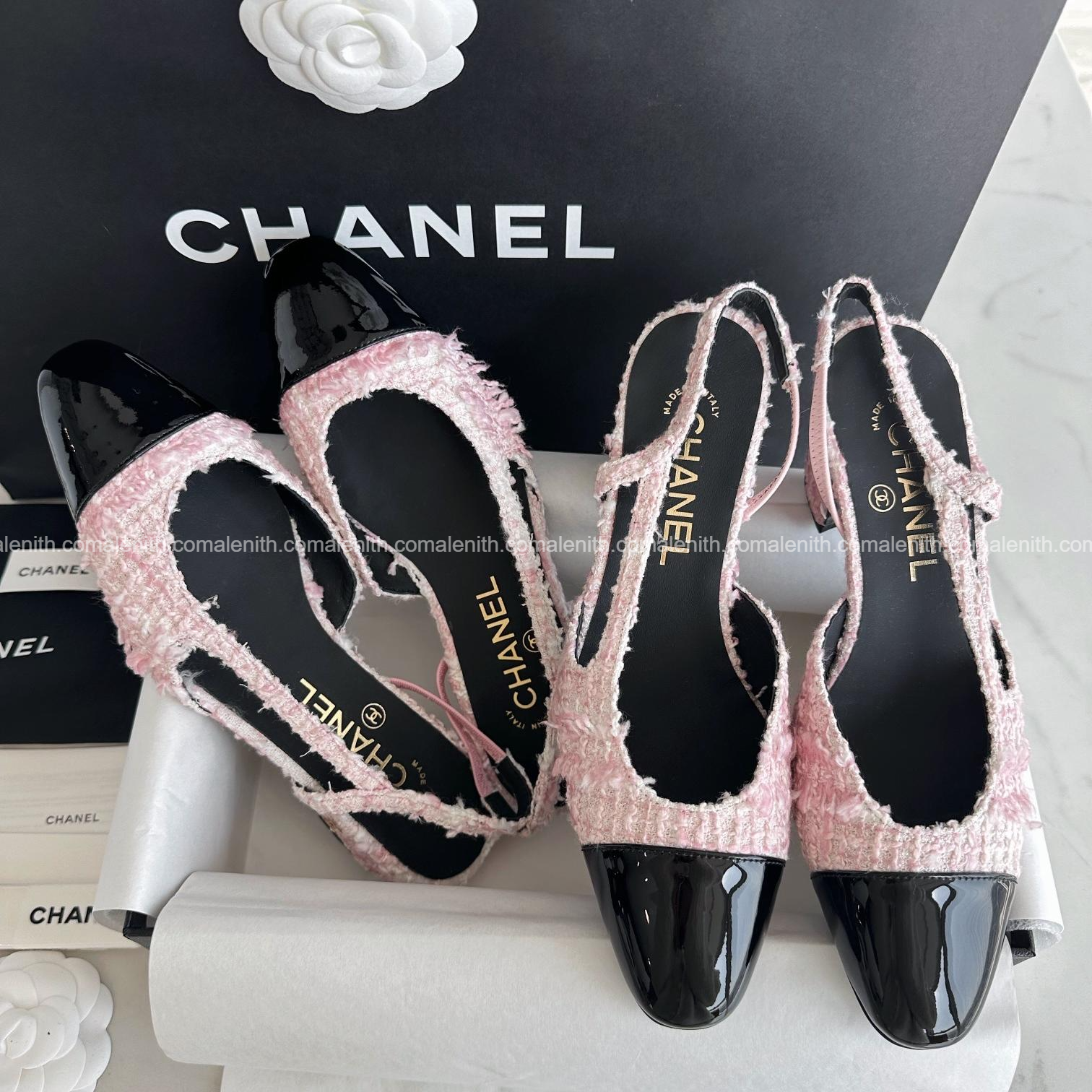Chanel LinaBell Pink Velvet High Heel Slingback
