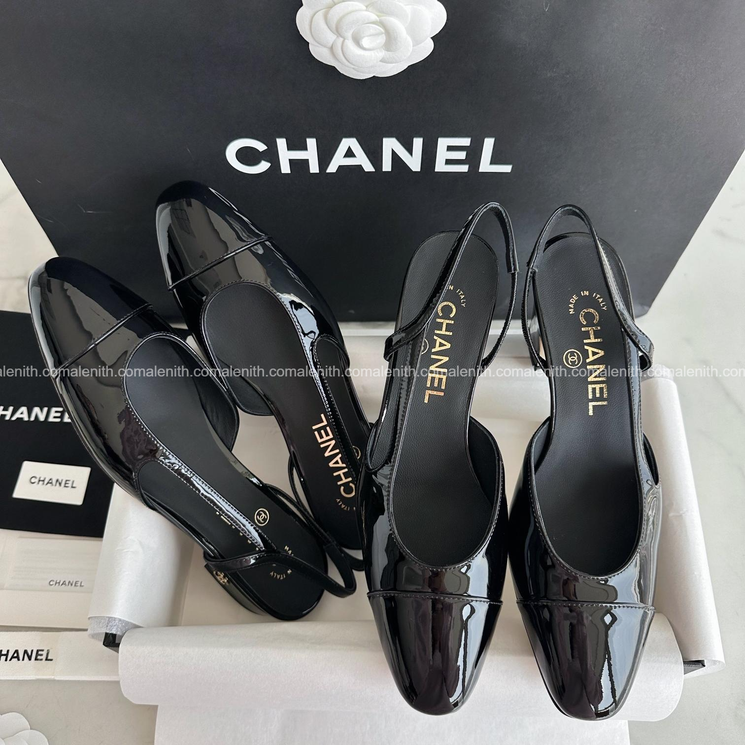 Chanel Patent Leather Slingback Flats
