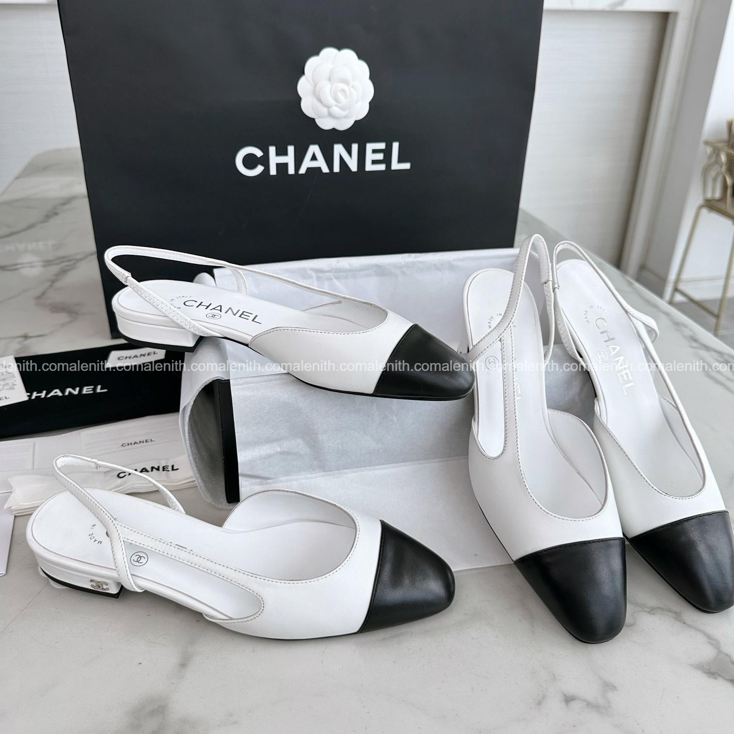 Chanel 24K Collection – Black & White Slingback Heels