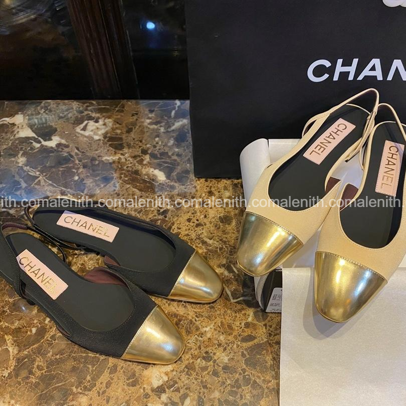 Chanel 24C Collection – Black & Gold Flat Slingbacks